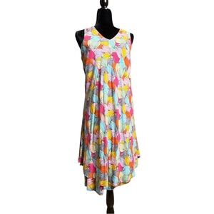 🔴Parsley & Sage Multicolor VNeck Sleeveless Asymmetrical Hem Shift Dress Large